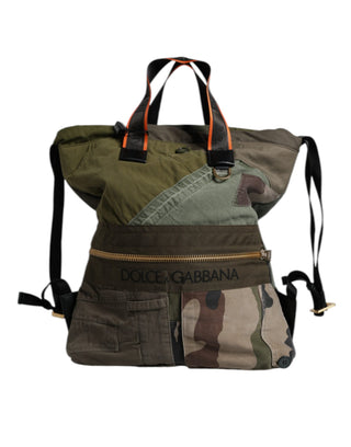 Dolce & Gabbana Military Green Patchwork Rucksack Backpack Bag