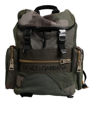 Dolce & Gabbana Military Green Patchwork Travel Backpack Bag
