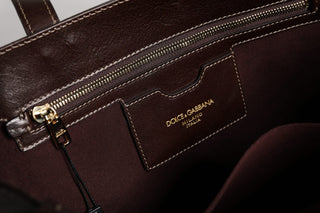Dolce & Gabbana Brown Leopard Leather Shoulder Strap Tote Bag