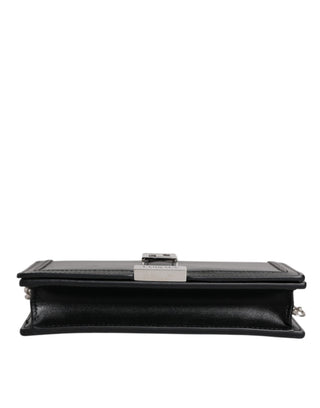 Versace Black Calfskin Leather Chain Strap Shoulder Crossbody Bag