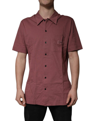 Dolce & Gabbana Dark Pink Button Down Casual Polo Men Shirt