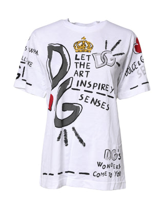 Dolce & Gabbana White Short-Sleeved Printed Jersey T-shirt