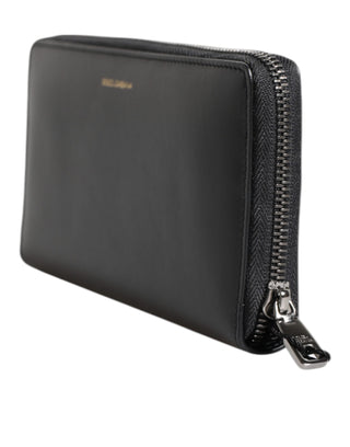 Dolce & Gabbana Black Blue Exotic Leather Embossed Continental Wallet