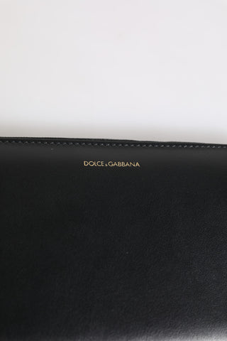 Dolce & Gabbana Black Blue Exotic Leather Embossed Continental Wallet