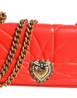 Dolce & Gabbana Red Leather Quilted Devotion Crossbody Phone Cover Bag