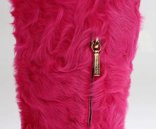 Dolce & Gabbana Elegant Pink Lambskin Fur Boots