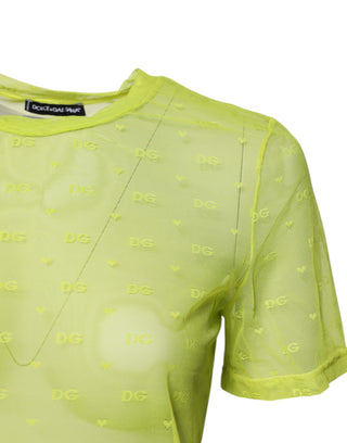 Dolce & Gabbana Green Nylon See Through Women Short Sleeves Top