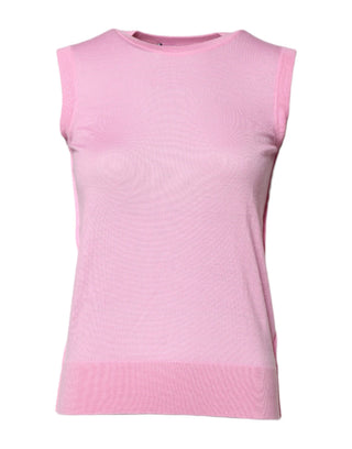 Dolce & Gabbana Pink Cashmere Round Neck Sleeveless Tank Top