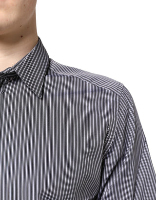 Dolce & Gabbana Black White Striped GOLD Formal Dress Shirt