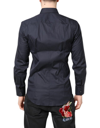 Dolce & Gabbana Dark Blue MARTINI Cotton Dress Formal Shirt