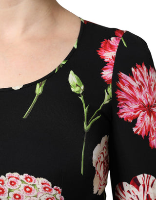 Dolce & Gabbana Black Floral Long Sleeve Women Blouse Top