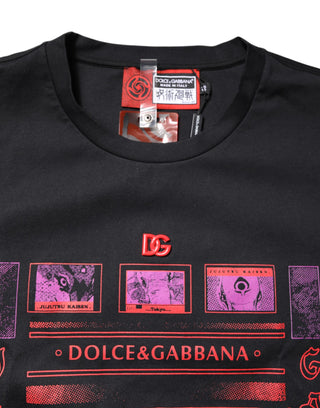 Dolce & Gabbana Black Cotton Graphic Print Crew Neck T-shirt