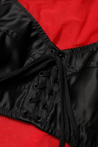 Dolce & Gabbana Red Black Bustier Detailing Long Sleeves Top