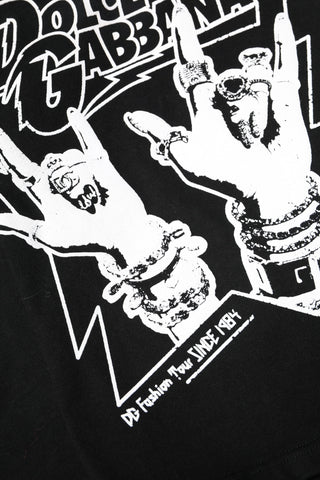 Dolce & Gabbana Black Cotton Printed Short Sleeves T-shirt