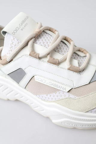 Dolce & Gabbana Sneakers White Beige Leather Sport DAYMASTER Shoes