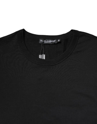 Dolce & Gabbana Black Cotton Short Sleeves Round Neck T-shirt