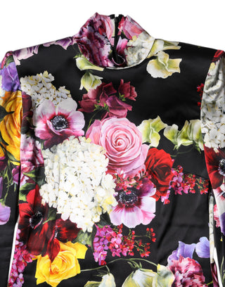 Dolce & Gabbana Multicolor Ortensies Long Sleeves Blouse Top