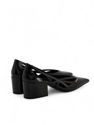 Prada Black Leather Cut-Out Pumps 55