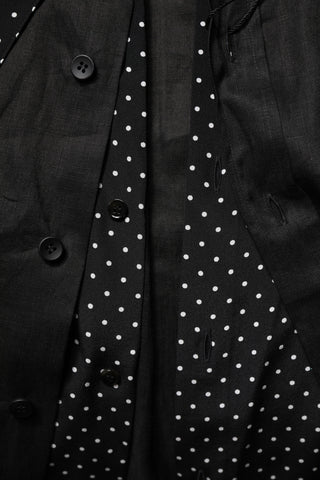 Dolce & Gabbana Black Polka Dot Linen Silk Men Casual Shirt