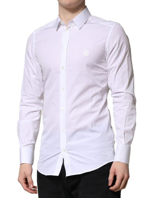 Dolce & Gabbana White GOLD Long Sleeves Men Dress Formal Shirt