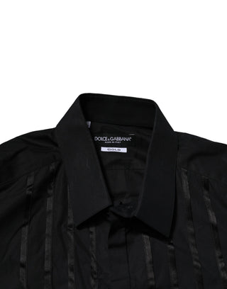 Dolce & Gabbana Black Cotton GOLD Mens Dress Formal Shirt