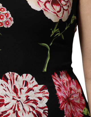 Dolce & Gabbana Black Floral Print Sleeveless Tank Blouse Top