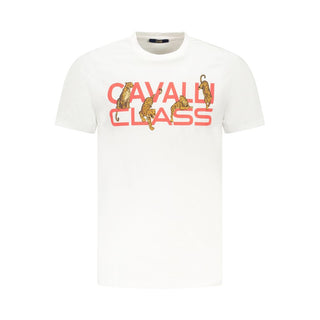 Cavalli Class White Cotton Men T-Shirt