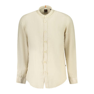 Hugo Boss Beige Linen Men Shirt