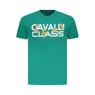 Cavalli Class Green Cotton Men T-Shirt