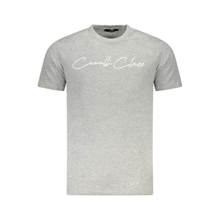 Cavalli Class Gray Cotton Men T-Shirt