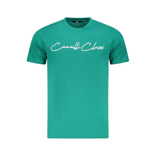 Cavalli Class Green Cotton Men T-Shirt