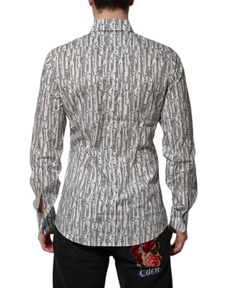 Dolce & Gabbana White Floral Print Casual Long Sleeves Shirt