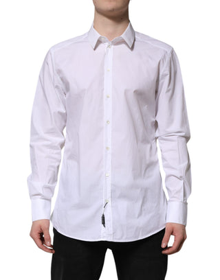 Dolce & Gabbana White Cotton GOLD Long Sleeves Dress Shirt