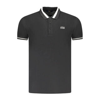 Cavalli Class Black Cotton Men Polo Shirt