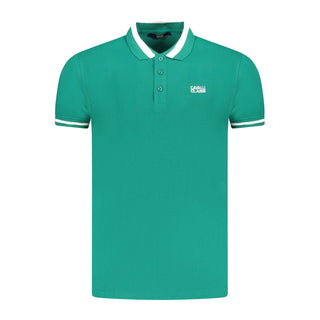 Cavalli Class Green Cotton Men Polo Shirt