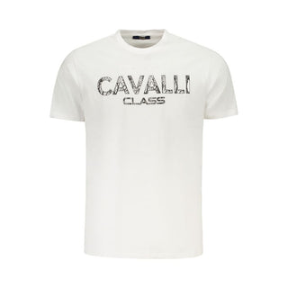 Cavalli Class White Cotton Men T-Shirt