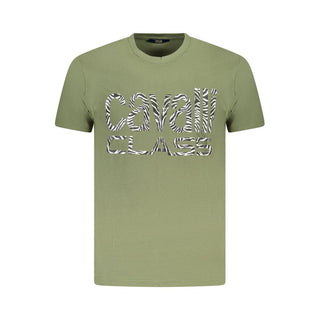 Cavalli Class Green Cotton Men T-Shirt