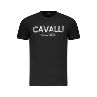 Cavalli Class Black Cotton Men T-Shirt