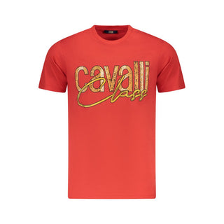Cavalli Class Red Cotton Men T-Shirt