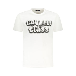 Cavalli Class White Cotton Men T-Shirt