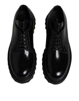 Dolce & Gabbana Black Leather Lace Up Derby Men Dress Shoes