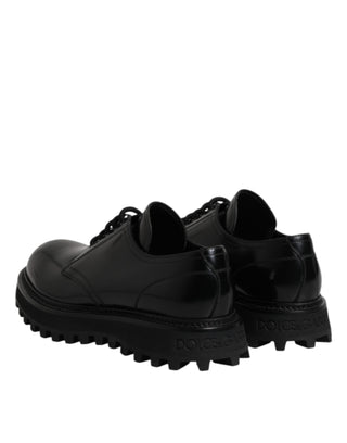 Dolce & Gabbana Black Leather Lace Up Derby Men Dress Shoes