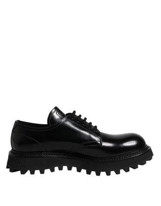 Dolce & Gabbana Black Leather Lace Up Derby Men Dress Shoes