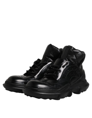 Dolce & Gabbana Black Leather Casual Mens Ankle Boots Shoes