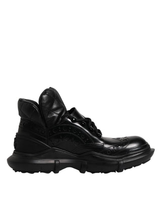 Dolce & Gabbana Black Leather Casual Mens Ankle Boots Shoes