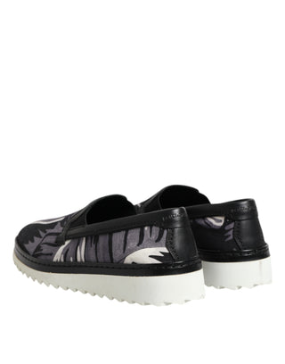 Dolce & Gabbana Black Tropical Slip On Men Sneakers Shoes