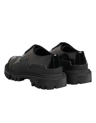 Dolce & Gabbana Black Patent Leather Trekking Derby Shoes