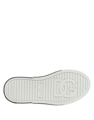 Dolce & Gabbana White Dotted Leather Slip On Men Sneakers Shoes