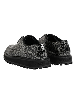 Dolce & Gabbana Black White Calfskin Chunky Derby Shoes
