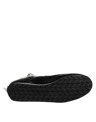 Dolce & Gabbana Black Quilted Leather Lace Up Sneakers Shoes